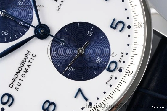 MIROTIME 0205 Portuguese Chrono IW371620 APSF 1:1 Best Edition White Blue Dial on Blue Leather Strap A MultiPurpose 7039
